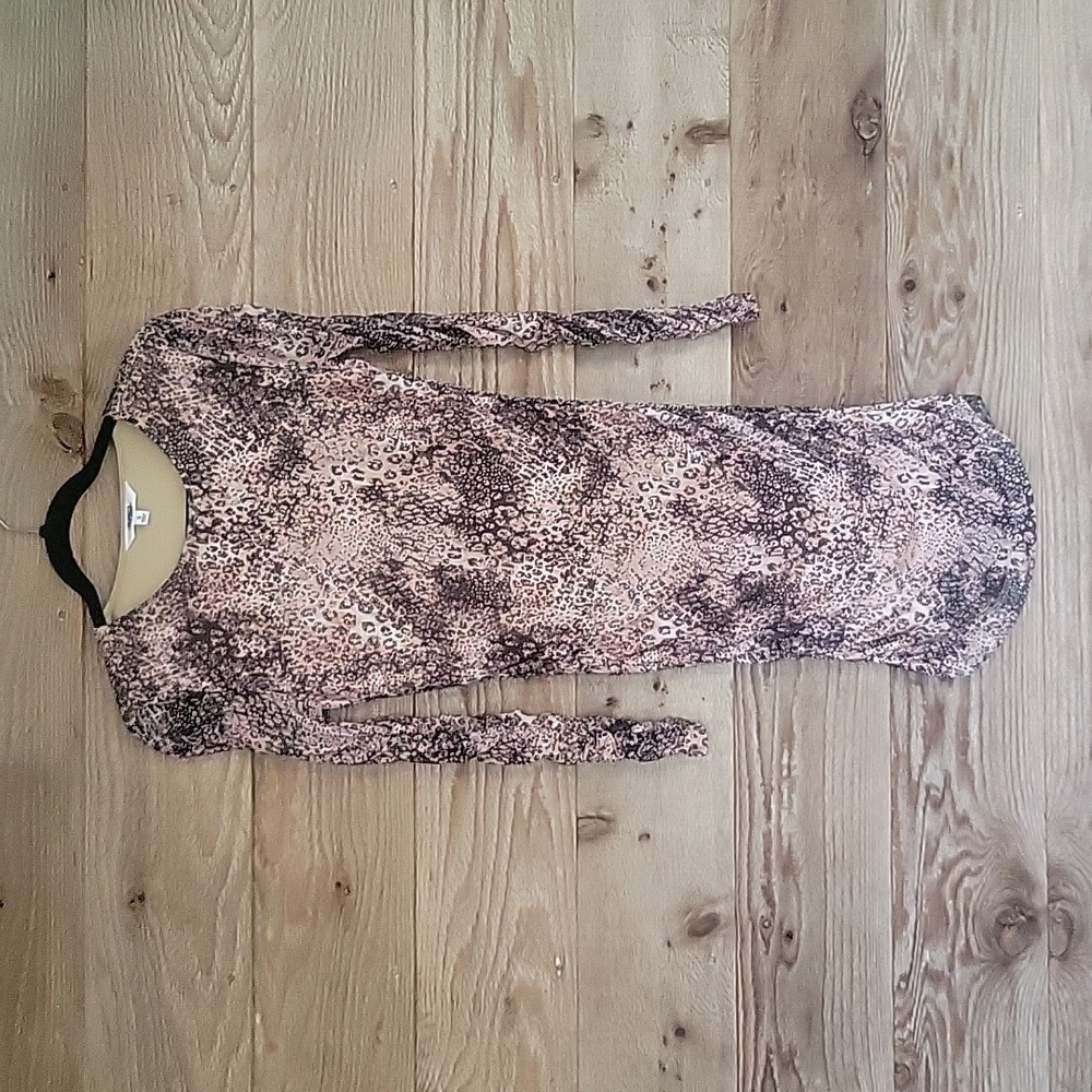 BB Dakota Small Walk This Way Dress Tan and Brown Print